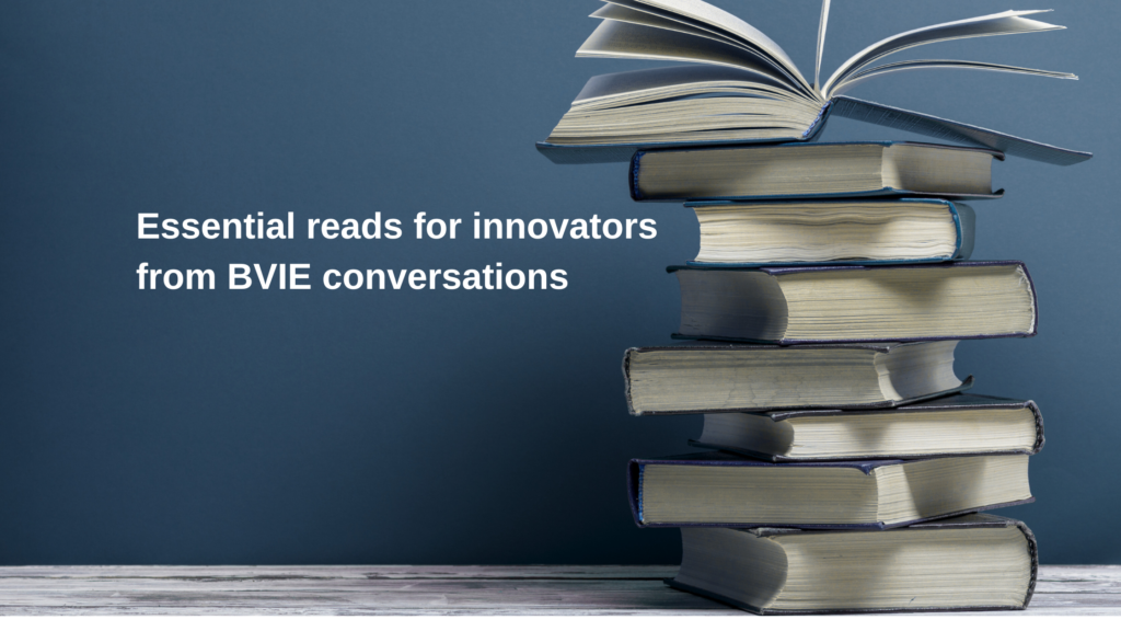 Books on a blue background