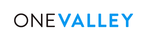 onevalley logo, black and blue